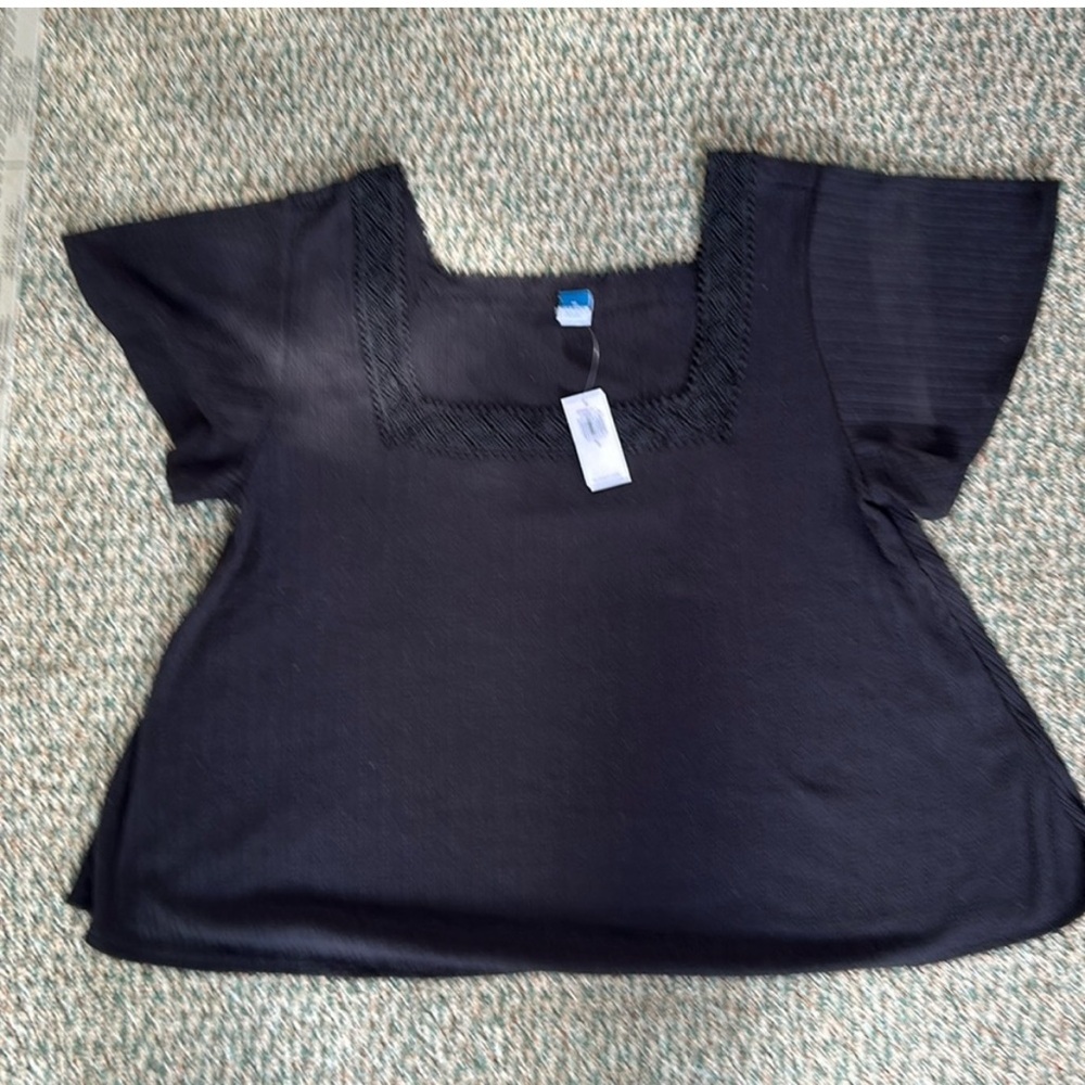 NWT Old Navy Black Flutter Sleeve Boxy Blouse